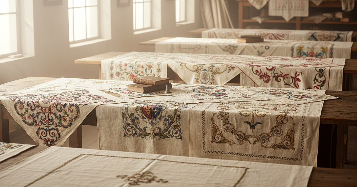 Les nappes brodées, trésors du patrimoine textile